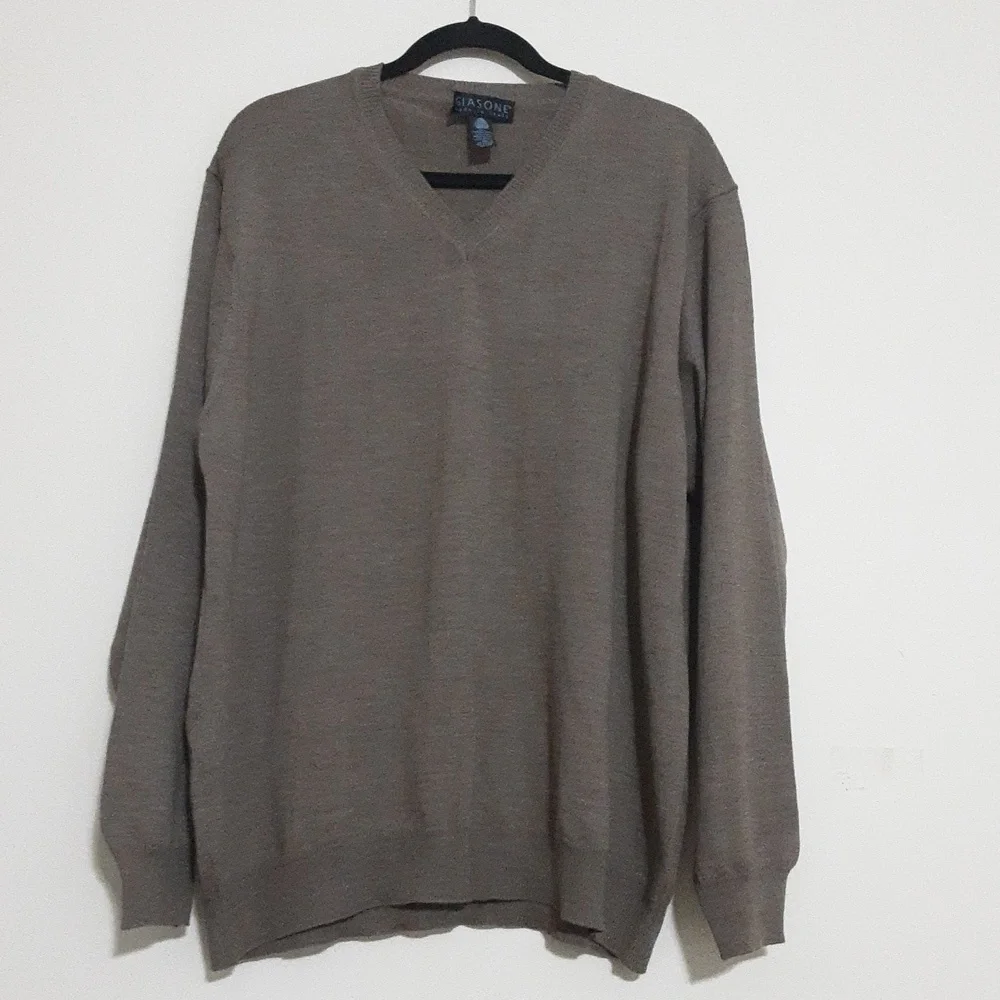 Giasone Men Brown Sweater Wool Pull Over Soft Event Office Luxury Y2k Grandpa Xl